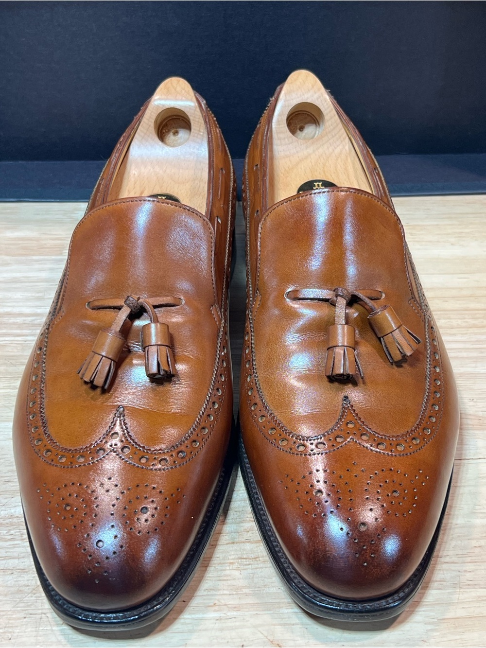 John Lobb “Egee” Men’s Cognac Leather Tassel Loafers US11D w/ Shoe Trees 🇬🇧